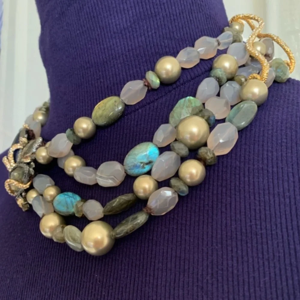 ALEXIS BITTAR • Iconic NEW Maldivian Gemstone Cluster Hand Knotted Necklace